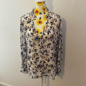 GOORY Women's Casual V Neck Floral Printed Shirt Size Large